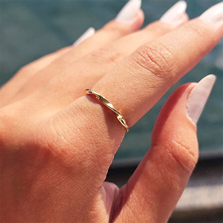 Gümüş Yüzük - Helezon Modern Tasarım Taşsız Minimal 925 Ayar Gümüş Yüzük