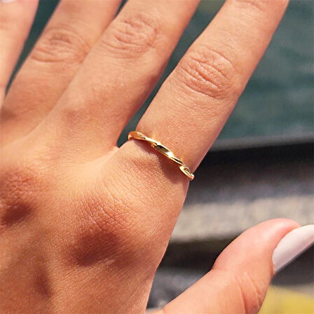 Gümüş Yüzük - Helezon Modern Tasarım Taşsız Minimal 925 Ayar Gümüş Yüzük