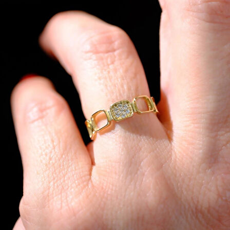 Gümüş Yüzük - Kapalıçarşı Kare Sıralı 925 Ayar Tasarım Gümüş Yüzük