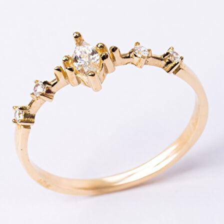 Gümüş Yüzük - Mekik Taşlı Signity Swaroski Angola Fantezi 925 Ayar Gümüş Yüzük