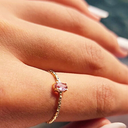 Gümüş Yüzük - Minimal Oval Taşlı Zultanit Gümüş Yüzük-Minimal Oval Taşlı Tektaş 925 Ayar Gümüş Yüzük