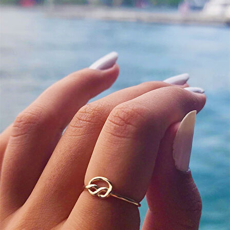 Gümüş Yüzük - Aşk Düğümü Gönül Bağı Taşsız Tasarım 925 Ayar Gümüş Yüzük