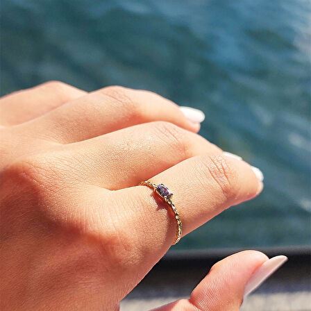 Gümüş Yüzük - Afrodit Eskitme Mistik Topaz Taşlı Evlilik Teklifi 925 Ayar Gümüş Yüzük