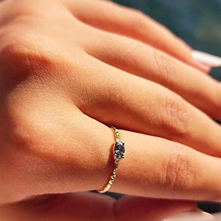 Gümüş Yüzük - Afrodit Eskitme Mistik Topaz Taşlı Evlilik Teklifi 925 Ayar Gümüş Yüzük