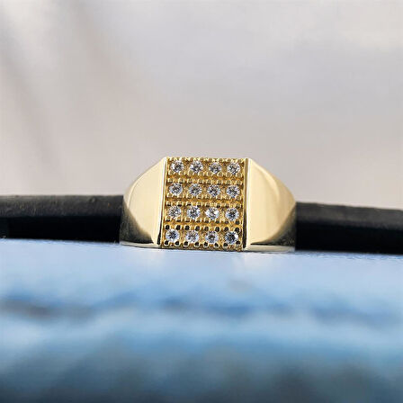 Gümüş Yüzük - Şövalye Modern Tasarım Gümüş Yüzük-Mikro Mıhlama Tasarım Şövalye 925 Ayar Gümüş Yüzük