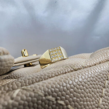 Gümüş Yüzük - Şövalye Modern Tasarım Gümüş Yüzük-Mikro Mıhlama Tasarım Şövalye 925 Ayar Gümüş Yüzük