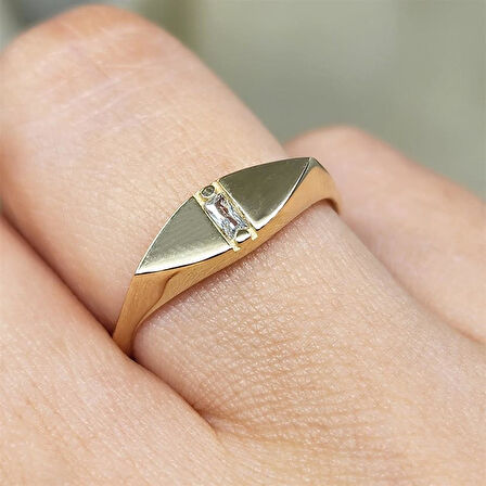 Gümüş Yüzük - Gümüş Mekik Tasarım Signity Swaroski Modern Tarz Minimal Gündelik 925 Ayar Gümüş Yüzük