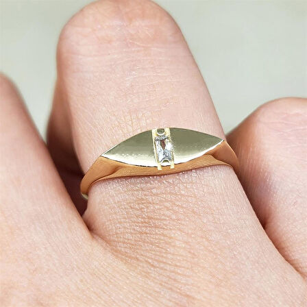 Gümüş Yüzük - Gümüş Mekik Tasarım Signity Swaroski Modern Tarz Minimal Gündelik 925 Ayar Gümüş Yüzük