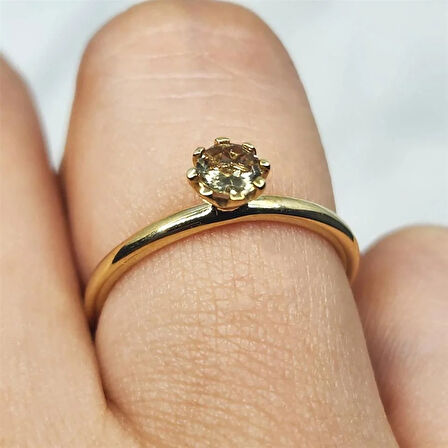 Gümüş Yüzük - Zultanit Doğal Taşlı Tek Taş 925 Ayar Gümüş Evlilik Teklifi Yüzüğü