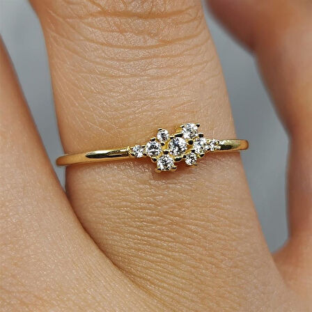 Gümüş Yüzük - Minimal Signity Swaroski (Zirkon) Taşlı Minimal Modern Tasarım 925 Ayar Gümüş Yüzük