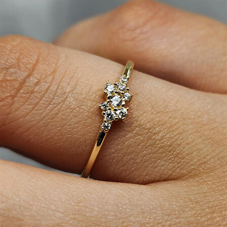 Gümüş Yüzük - Minimal Signity Swaroski (Zirkon) Taşlı Minimal Modern Tasarım 925 Ayar Gümüş Yüzük