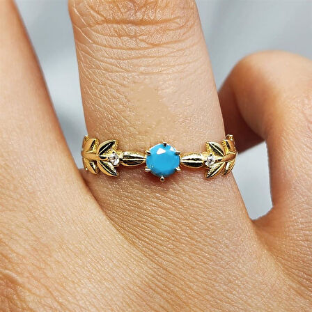 Başak Tasarım Firuze Taşlı Tek Taş Fantezi 925 Ayar Gümüş Yüzük