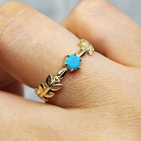 Başak Tasarım Firuze Taşlı Tek Taş Fantezi 925 Ayar Gümüş Yüzük