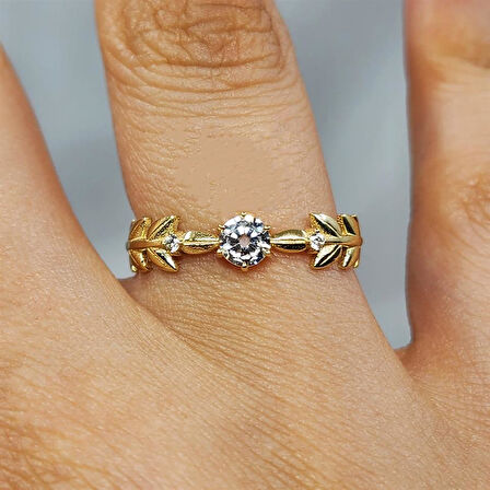 Gümüş Yüzük - Başak Tasarım Signity Swaroski (Zirkon) Taşlı Tek Taş Fantezi 925 Ayar Gümüş Yüzük