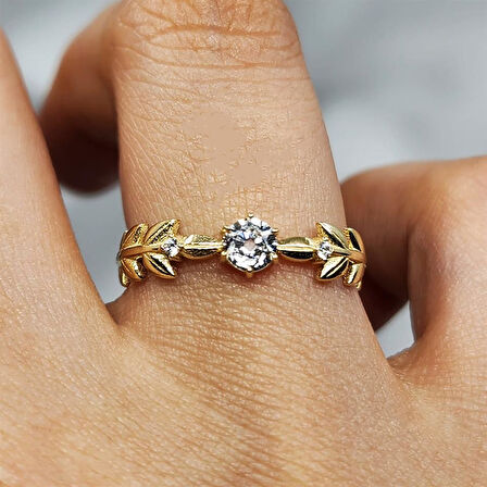 Gümüş Yüzük - Başak Tasarım Signity Swaroski (Zirkon) Taşlı Tek Taş Fantezi 925 Ayar Gümüş Yüzük