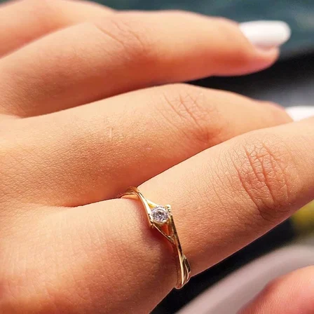 Tektaş Gümüş Yüzük - 925 Ayar Gümüş Sonsuzluk 0.50 Karat Zirkon Tek Taş Evlilik Teklifi Yüzüğü