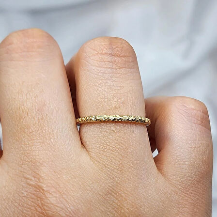 Gümüş Yüzük - Dövülü Model İnce Zarif Tasarım 925 Ayar Gümüş Alyans