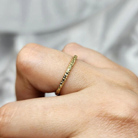 Gümüş Yüzük - Dövülü Model İnce Zarif Tasarım 925 Ayar Gümüş Alyans