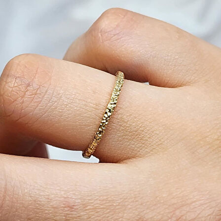 Gümüş Yüzük - Dövülü Model İnce Zarif Tasarım 925 Ayar Gümüş Alyans