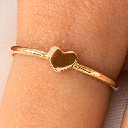 Gümüş Yüzük - Minimal Tasarım Alyans Kalp Aşk Yüzüğü-Kişileştirebilir Harf Yazılabilir Gümüş Yüzük