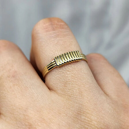 Gümüş Yüzük - Halat Sarması Eşsiz Tasarım 925 Ayar Gümüş Yüzük