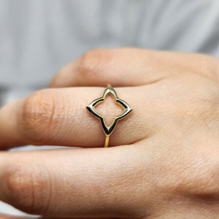 Gümüş Yüzük - Dört Yapraklı Zarif Yonca 925 Ayar Gümüş Yüzük