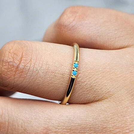 Gümüş Yüzük - Firuze(Turkuaz) Taşlı 925 Ayar Gümüş Alyans Yüzük