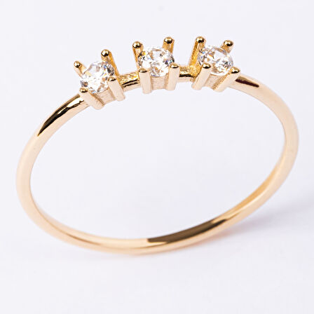 Gümüş Yüzük - Swarovski Tria Taşlı Modern Tasarım 925 Ayar Gümüş Yüzük