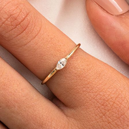 Gümüş Yüzük - Markiz Swarovski Taşlı Tektaş Kadın 925 Ayar Gümüş Yüzük