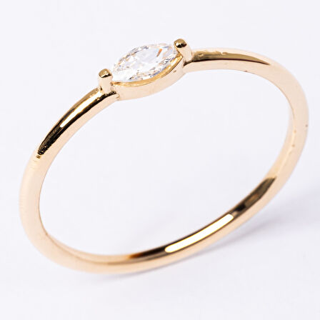 Gümüş Yüzük - Markiz Swarovski Taşlı Tektaş Kadın 925 Ayar Gümüş Yüzük