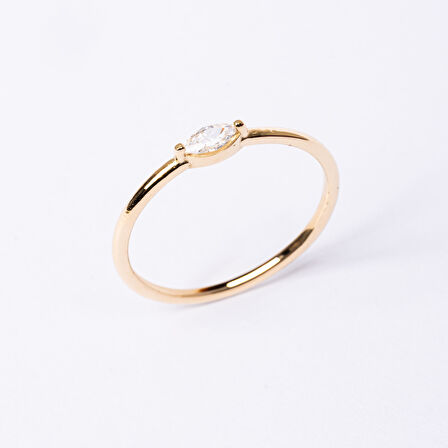 Gümüş Yüzük - Markiz Swarovski Taşlı Tektaş Kadın 925 Ayar Gümüş Yüzük