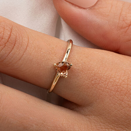 Gümüş Yüzük - 0.60 Karat Zultanit Taşlı Kalp Tektaş Evlilik Teklifi 925 Ayar Gümüş Yüzük