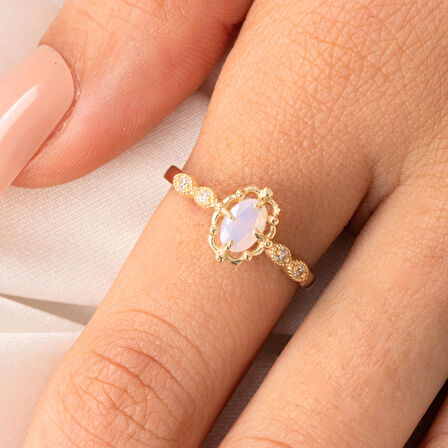 Gümüş Yüzük - Pembe Kuvars Taşlı Gelin Başı Tektaş 925 Ayar Gümüş Evlilik Teklifi Yüzüğü