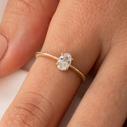 Gümüş Yüzük - 0.90 Karat Swarovski Tektaş Evlilik Teklifi 925 Ayar Gümüş Tarz Yüzük