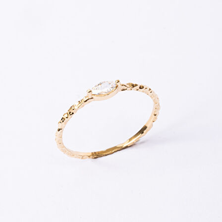 Gümüş Yüzük - Swarovski Taşlı Minimal Tasarım Gündelik Tektaş 925 Ayar Gümüş Yüzük