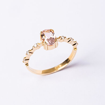 Gümüş Yüzük - Morganit Taşlı Kadın Modern Tasarım 925 Ayar Gümüş Evlilik Teklifi Yüzüğü