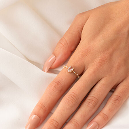 Gümüş Yüzük - Morganit Taşlı Kadın Modern Tasarım 925 Ayar Gümüş Evlilik Teklifi Yüzüğü