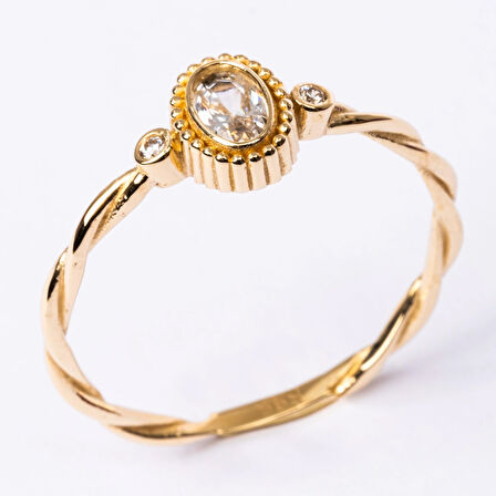 Gümüş Yüzük - 0.50 Karat Swarovski Taşlı Modern Tasarım 925 Ayar Gümüş Evlilik Teklifi Yüzüğü