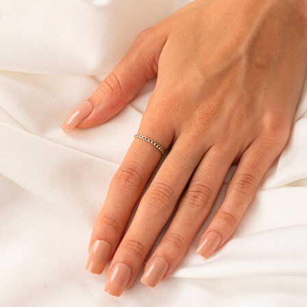 Gümüş Yüzük - 0.30 Karat Safir Taşlı Yarım Tur 925 Ayar Hediye Gümüş Yüzük