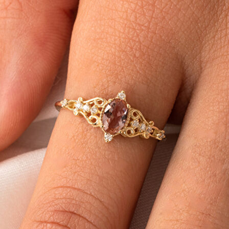 Gümüş Yüzük - 0.50 Karat Love Zultanit Taşlı Prenses 925 Ayar Gümüş Evlilik Teklifi Yüzüğü