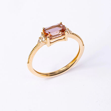 Gümüş Yüzük - Octagon Kesim Zultanit Taşlı Modern Tasarım 925 Ayar Gümüş Yüzük