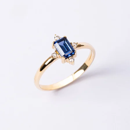 Gümüş Yüzük - Octagon Kesim Safir Taşlı 0.95 Karat Pırlanta Montorü Şık 925 Ayar Gümüş Yüzük