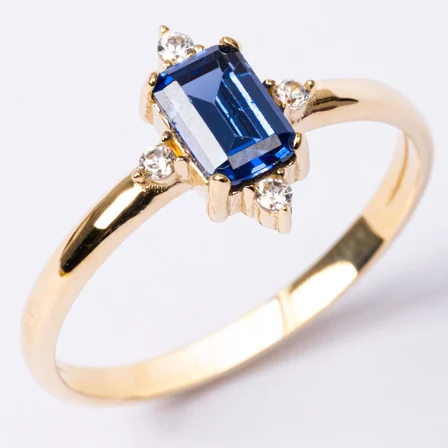 Gümüş Yüzük - Octagon Kesim Safir Taşlı 0.95 Karat Pırlanta Montorü Şık 925 Ayar Gümüş Yüzük