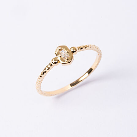 Gümüş Yüzük - Mini Baget Swarovski Taşlı Minimal Özel Tasarım 925 Ayar Gümüş Yüzük