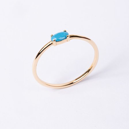 Gümüş Yüzük - 0.50 Karat Oval Sade Minimal Firuze (Turkuaz) 925 Ayar Tektaş Gümüş Yüzük