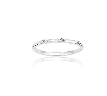 Üç Taş Minimal Evlilik Alyansı-14 Ayar Üç Taş Altın Hediye Yüzük-Altın Alyans Yüzük