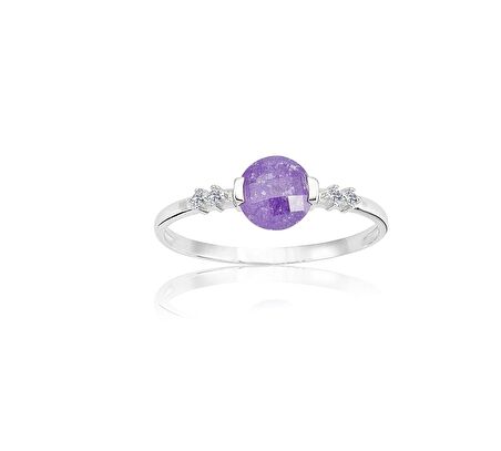 0,60 CT Ametist 0,15 CT Pırlanta (Signity) Taşlı Tasarım 14 Ayar Altın Yüzük-Hediye Altın Yüzük