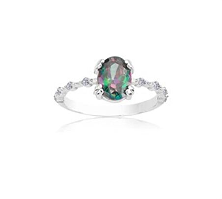 Mistik Topaz İhtişamı Kadın 14 Ayar Altın Evlilik Teklifi Yüzüğü-0.93Crt Mistik Topaz Evlilik Yüzüğü