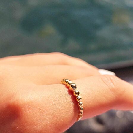 Kadın Süzme Top Top Aşk 14 Ayar Hediye Altın Yüzük-Süzme Top Top Taşsız Eklem Altın Yüzüğü