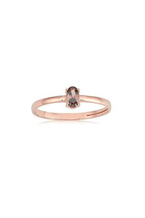 0,40 CT Smoky Quarz Tel Altın Tektaş Yüzük-Smoky Taşlı Tektaş 14 Ayar Altın Yüzük-Hediye Altın Yüzük